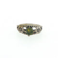 Antiqued Silver Floral Peridot Ring