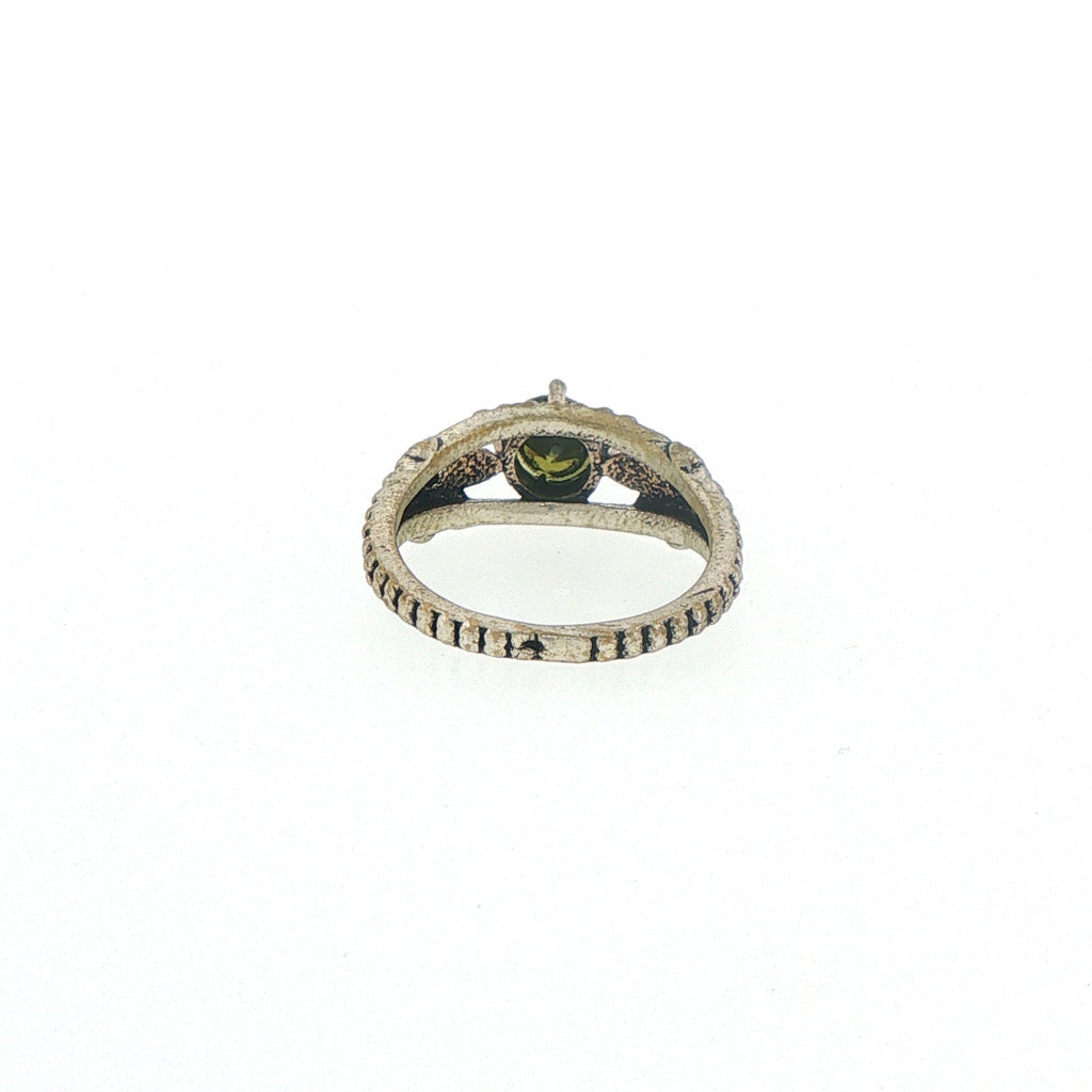 Antiqued Silver Floral Peridot Ring