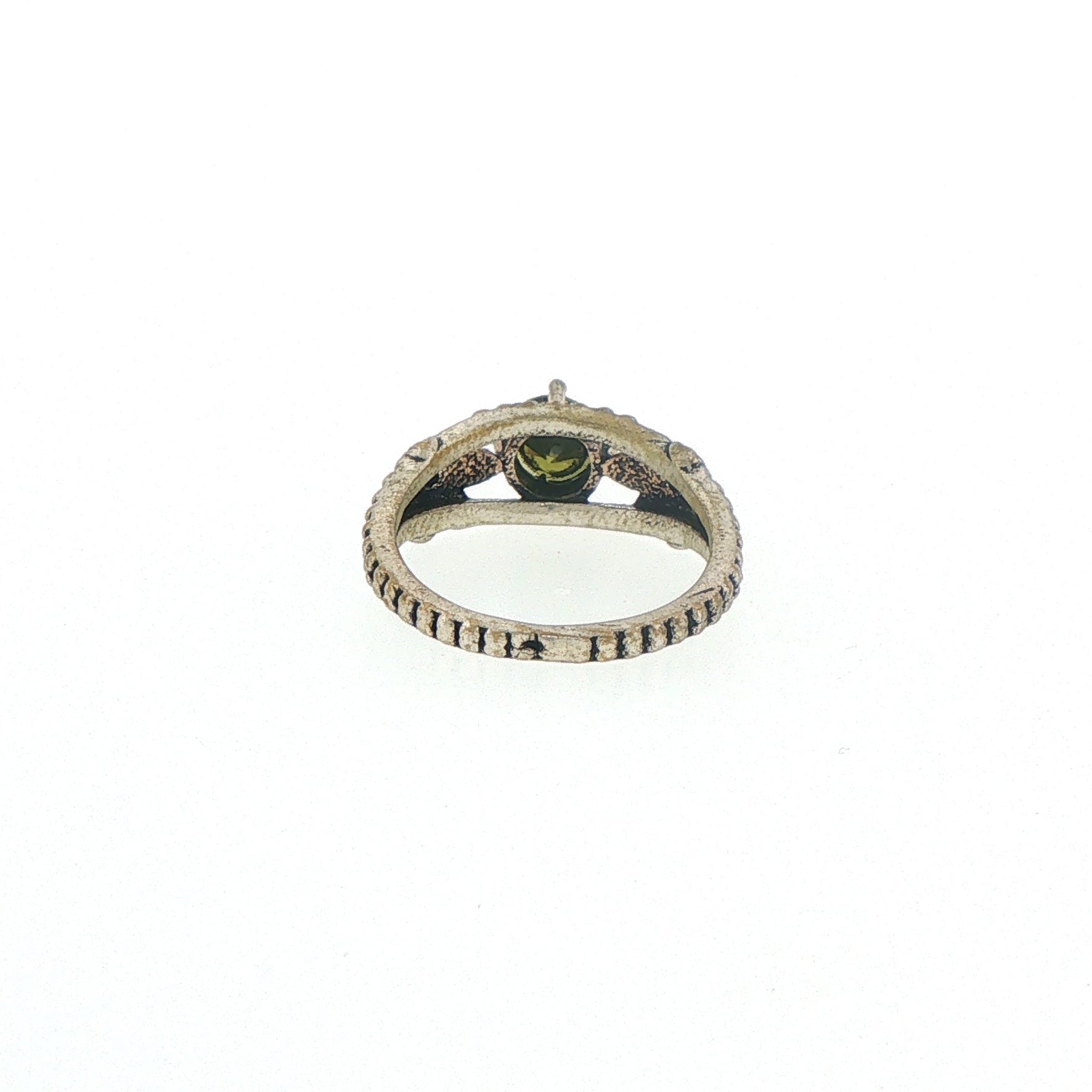 Antiqued Silver Floral Peridot Ring