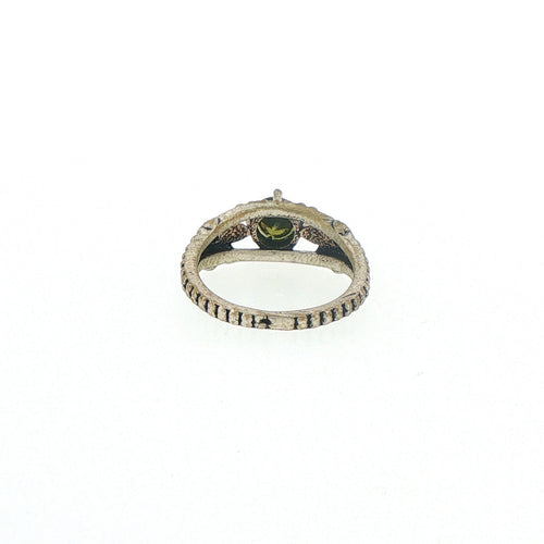 Antiqued Silver Floral Peridot Ring