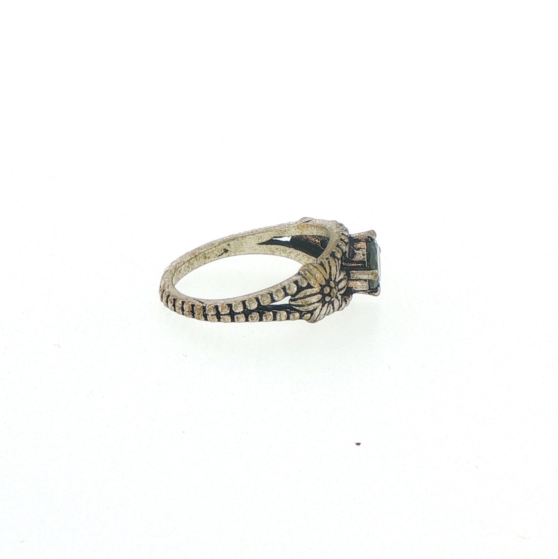 Antiqued Silver Floral Peridot Ring