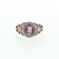Ornate Filigree Amethyst Solitaire Ring in Silver