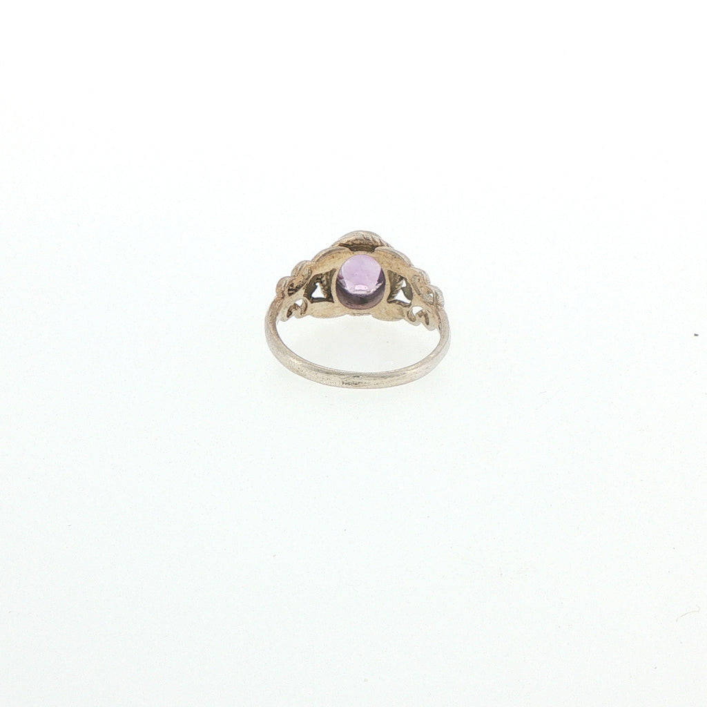 Ornate Filigree Amethyst Solitaire Ring in Silver
