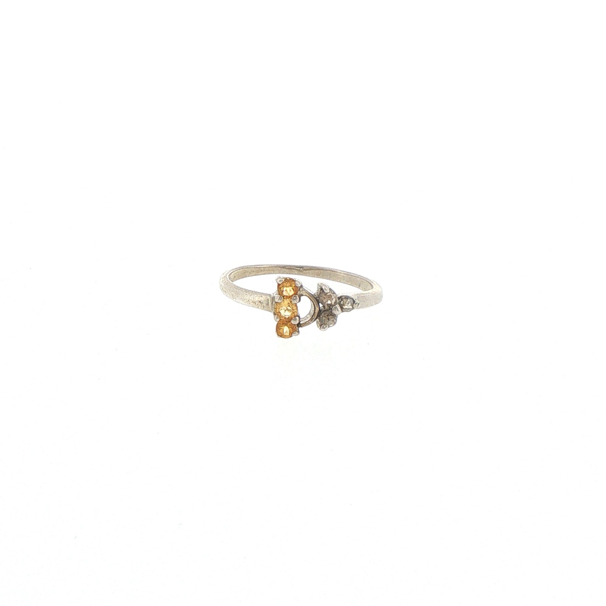 Asymmetrical Citrine Multistone Ring in Textured Silver