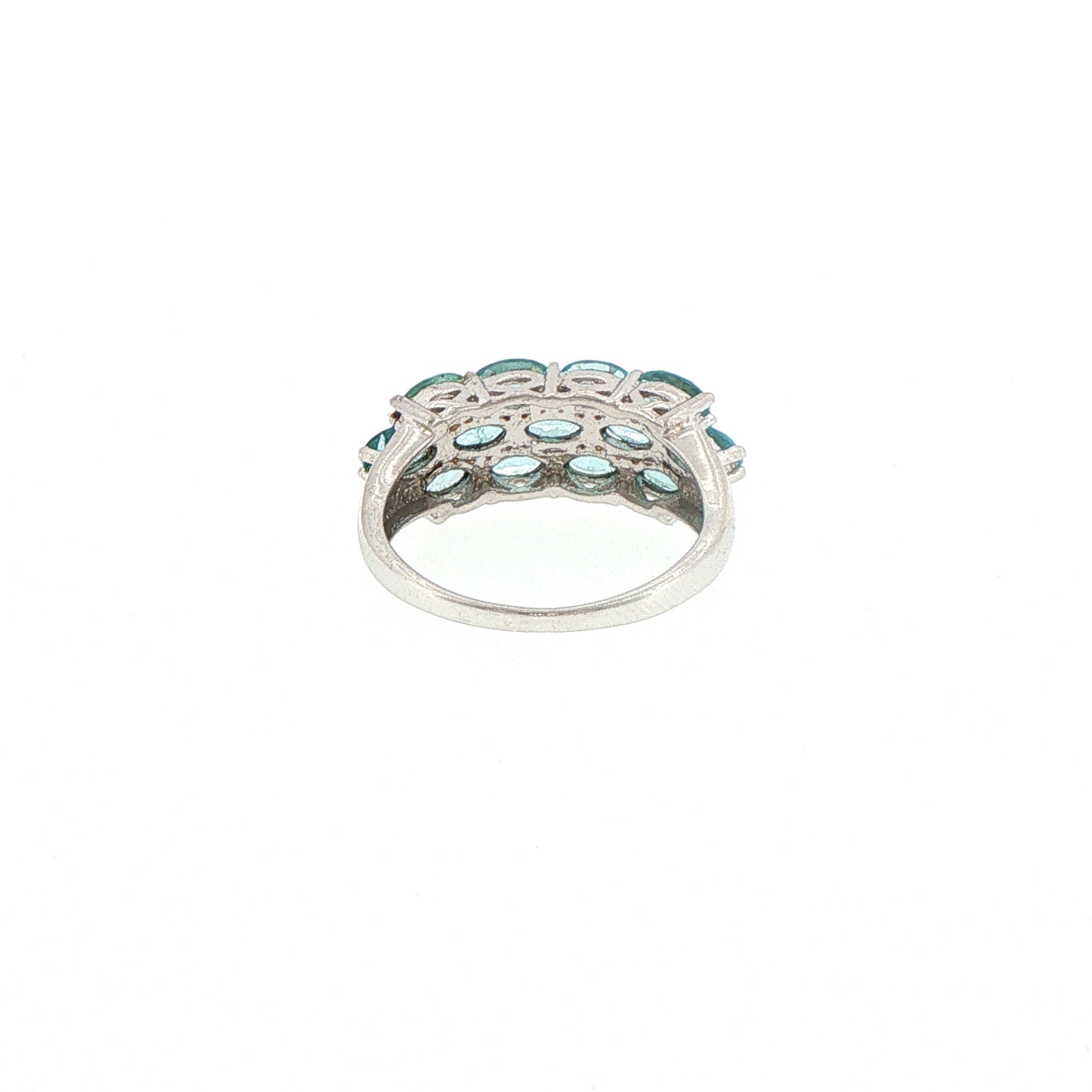 Multistone Apatite Cluster Ring in Silver