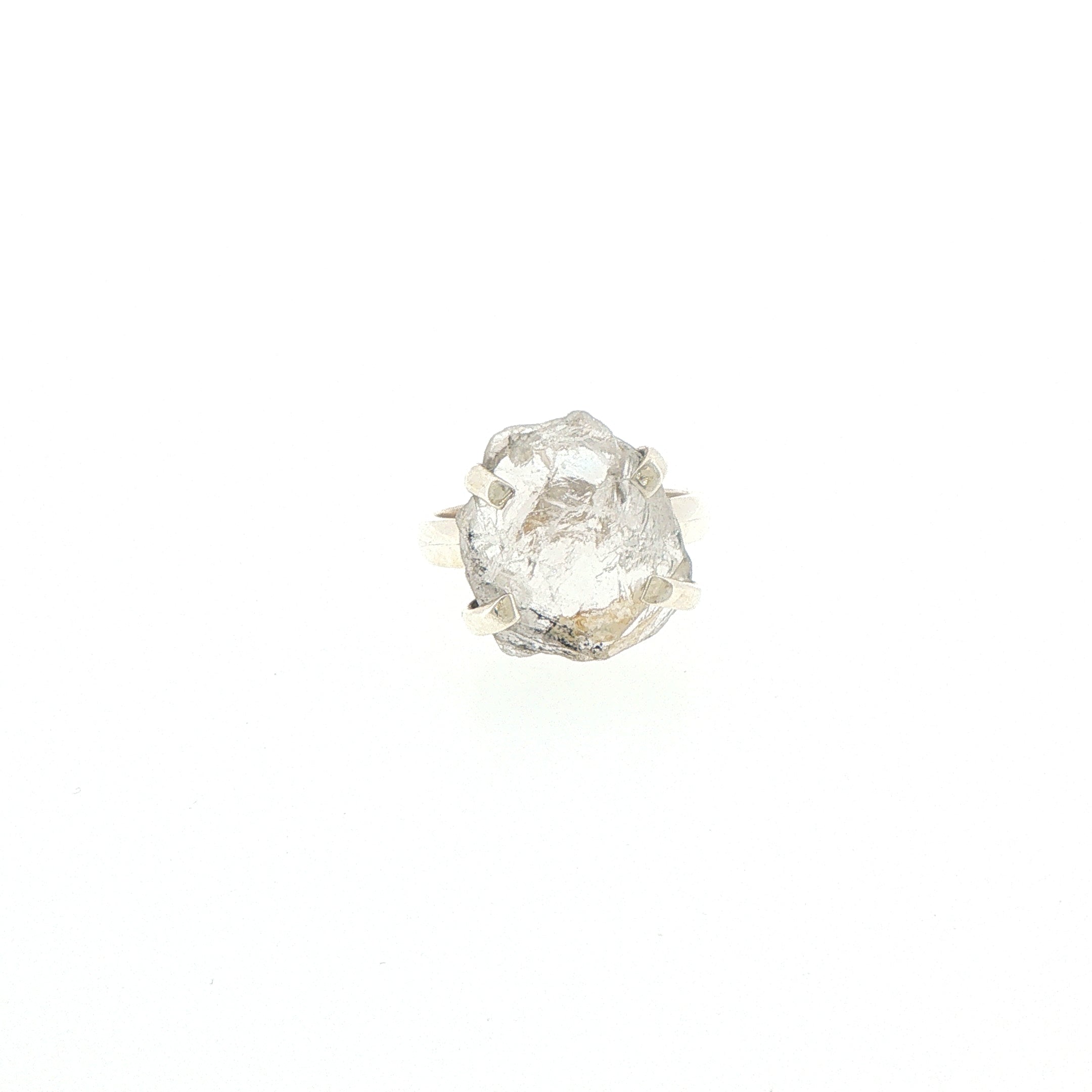 Silver Rough Herkimer Diamond Solitaire Ring