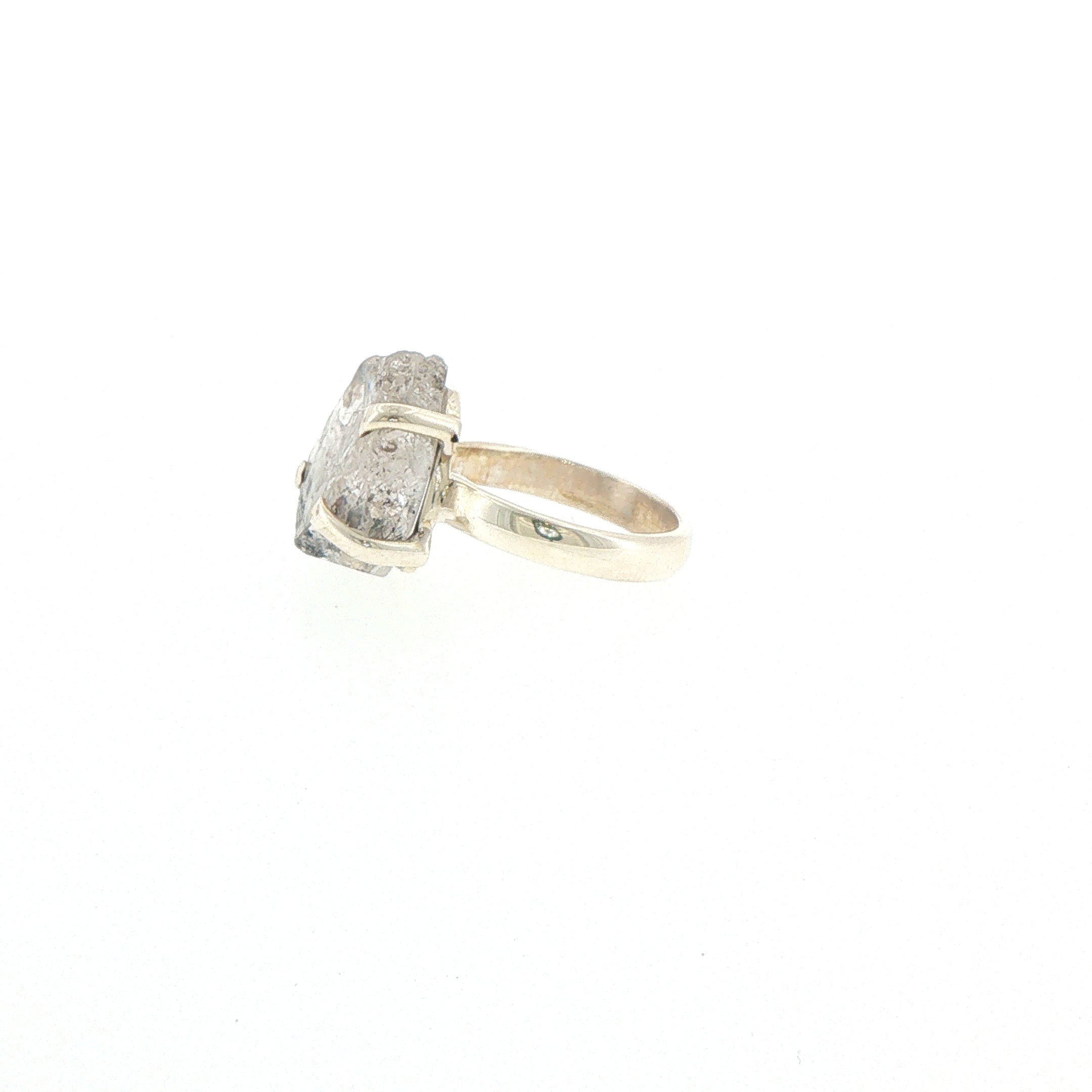Silver Rough Herkimer Diamond Solitaire Ring