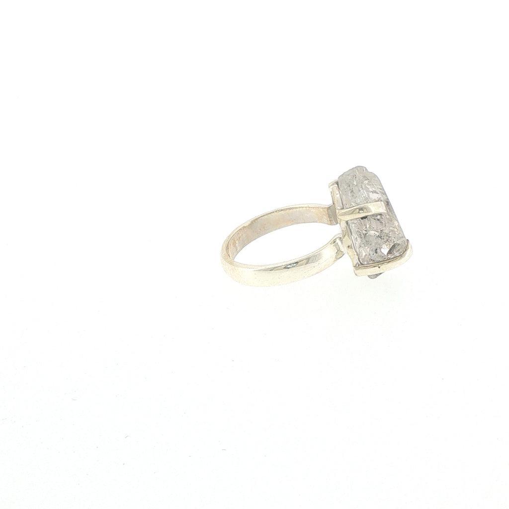 Silver Rough Herkimer Diamond Solitaire Ring