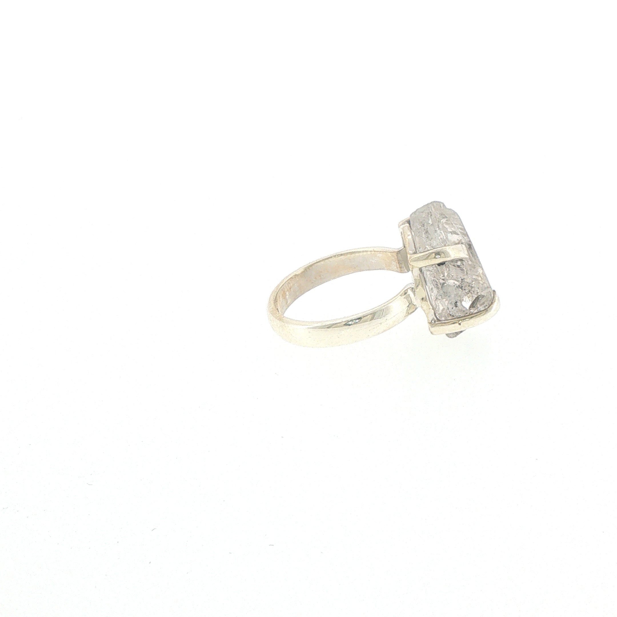 Silver Rough Herkimer Diamond Solitaire Ring