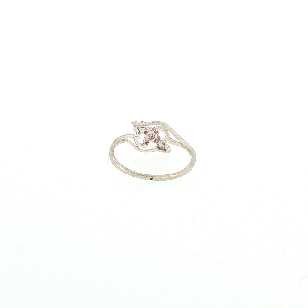 Floral Ruby Multistone Bypass Ring in Silver