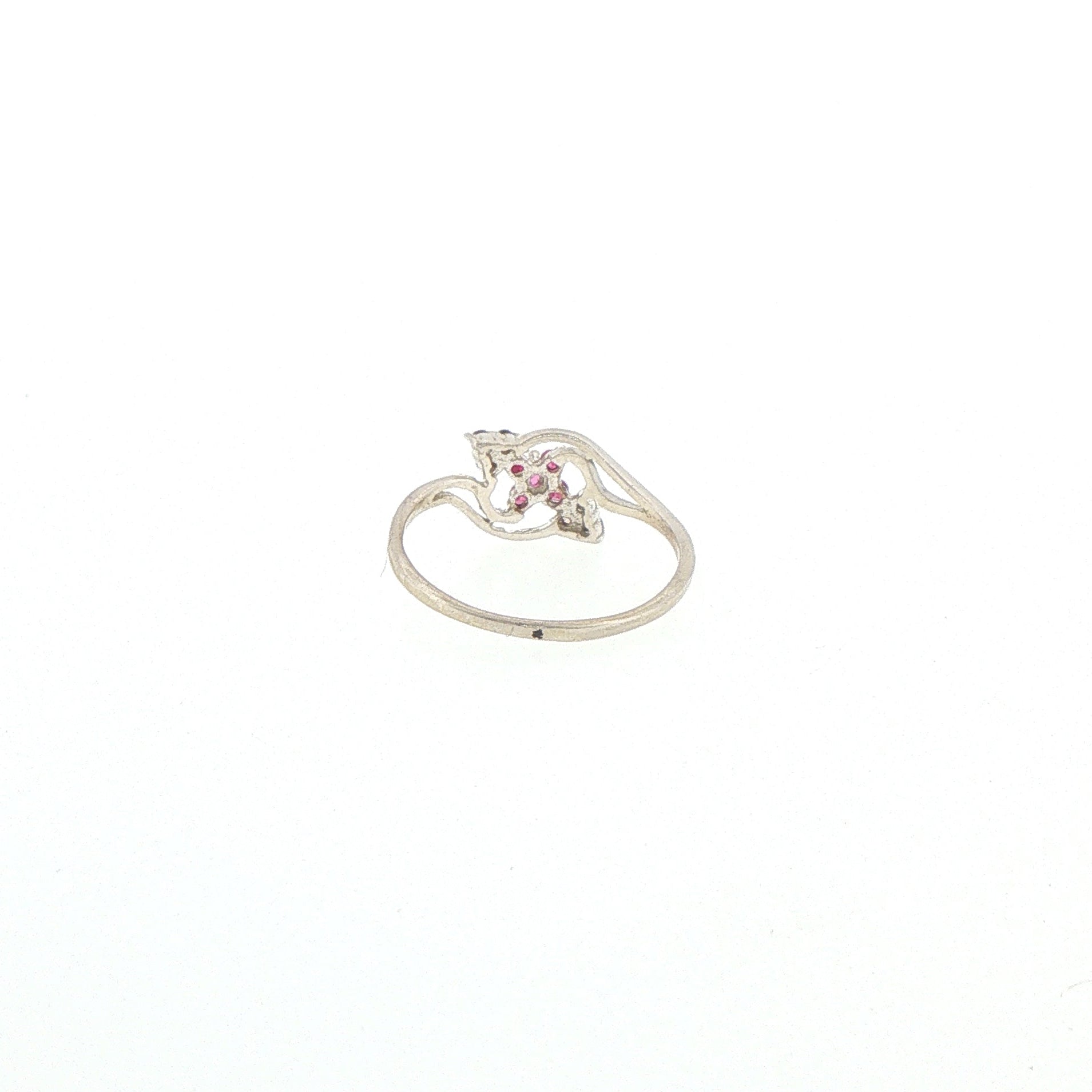 Floral Ruby Multistone Bypass Ring in Silver