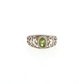 Vintage-Style Silver Peridot Scrollwork Solitaire Ring