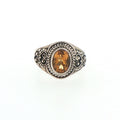 Oval Citrine Filigree Solitaire Ring in Silver