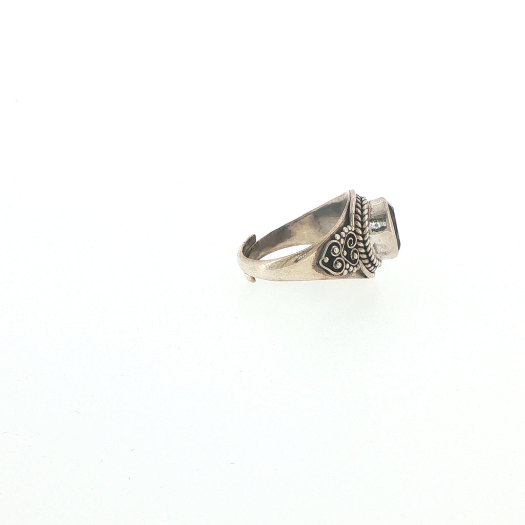Oval Citrine Filigree Solitaire Ring in Silver