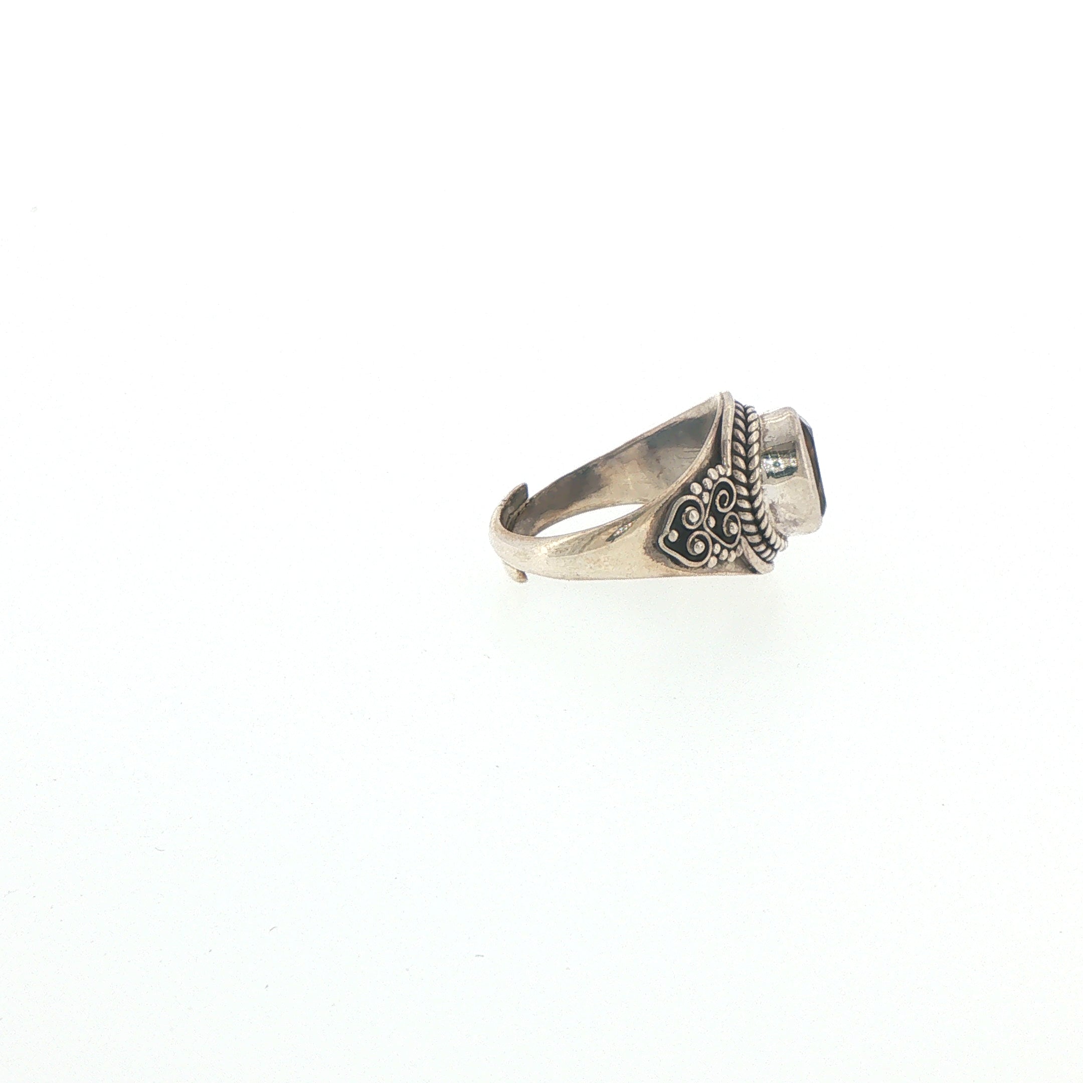 Oval Citrine Filigree Solitaire Ring in Silver