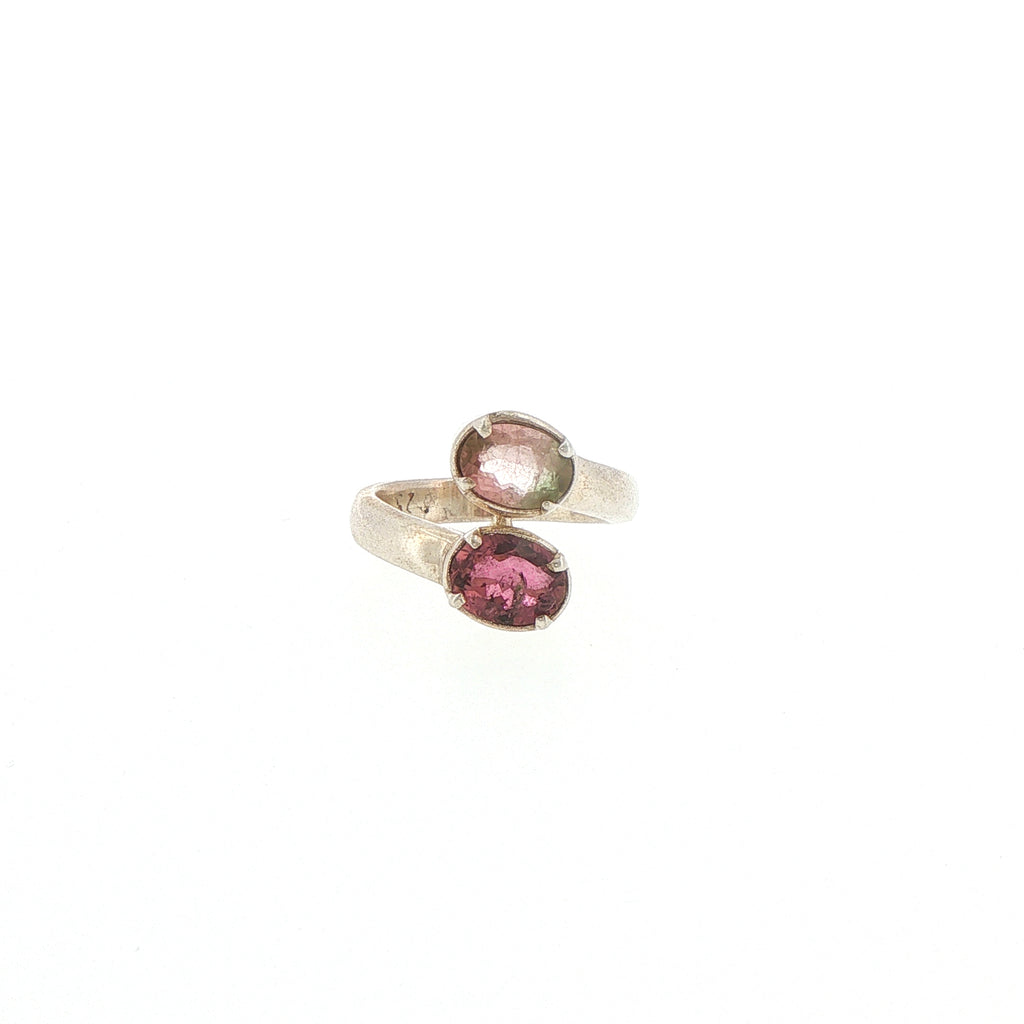 Silver Two-Stone Tourmaline Bypass Ring