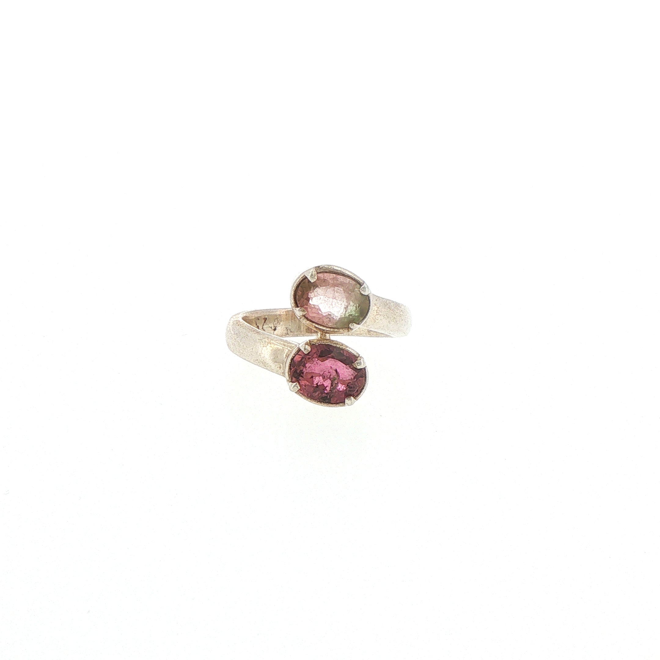 Silver Two-Stone Tourmaline Bypass Ring