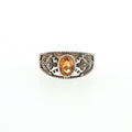 Vintage-Style Citrine Filigree Cocktail Ring in Silver