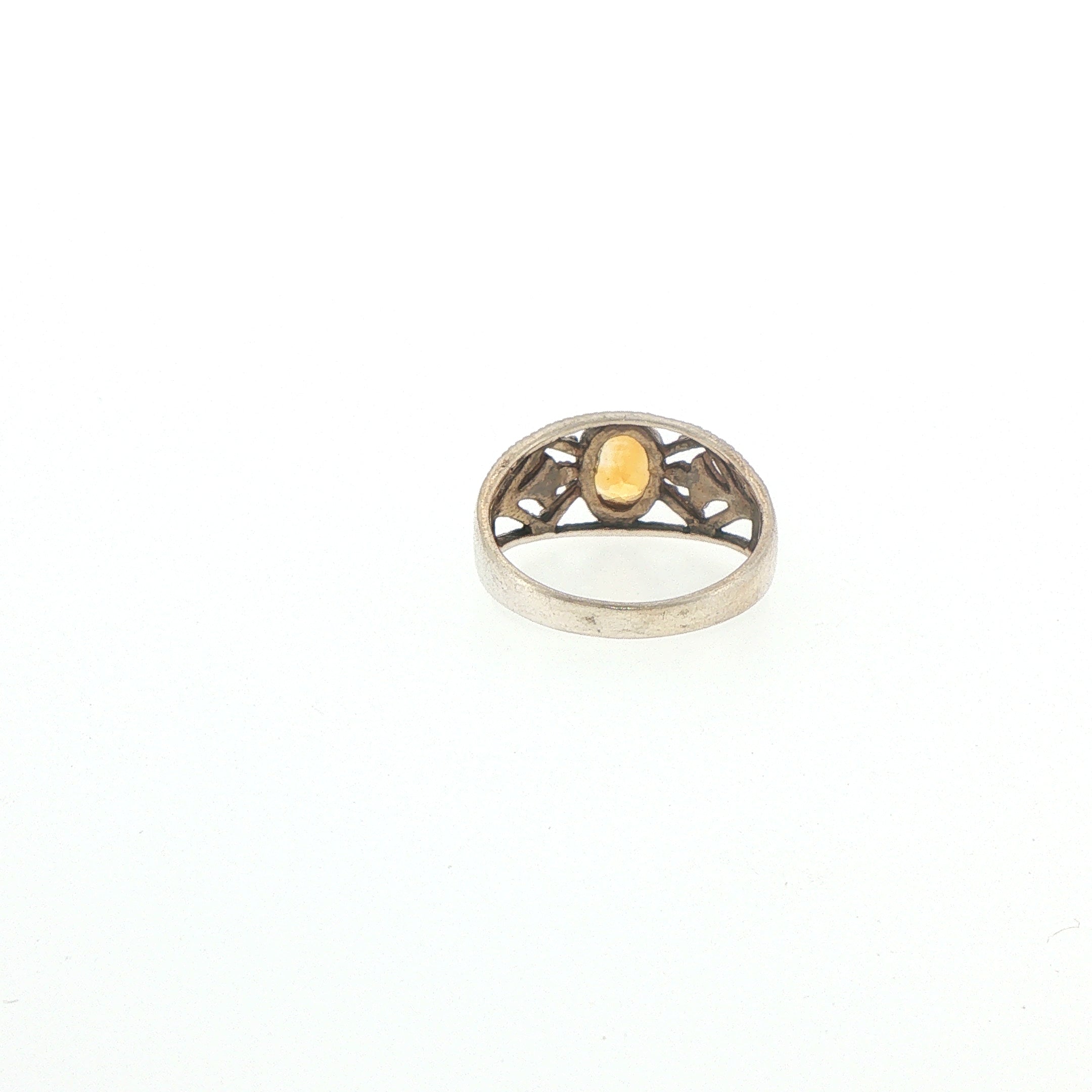 Vintage-Style Citrine Filigree Cocktail Ring in Silver