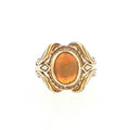 Vintage-Style Oval Opal Cocktail Ring in Gold plated Silver with a rustic look