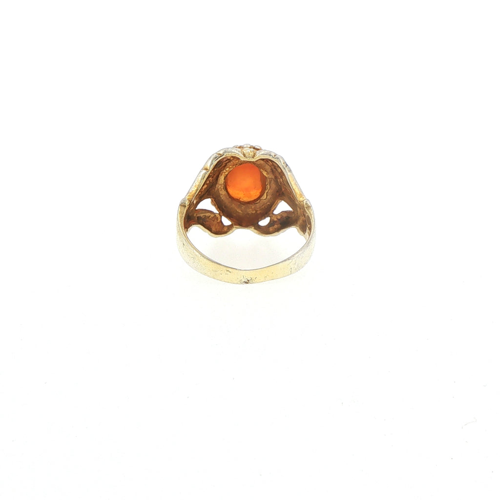 Vintage-Style Oval Opal Cocktail Ring in Gold plated Silver with a rustic look