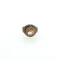 Silver Citrine Solitaire Ring with Beaded Detailing