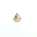 Pear-Shaped Dendritic Agate Cocktail Ring in Textured Silver with Peridot stones