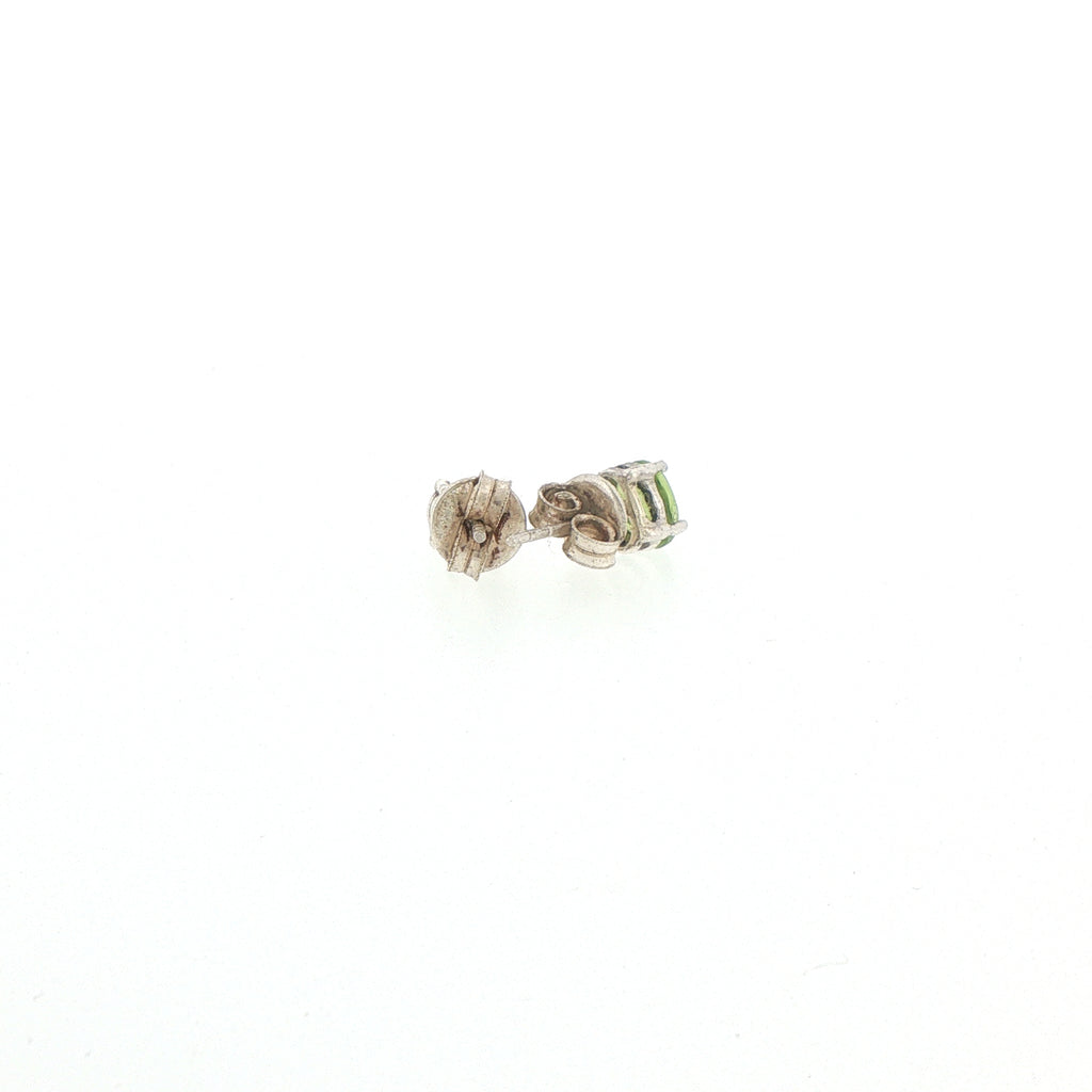 Oval Cut Peridot Stud Earrings in Silver