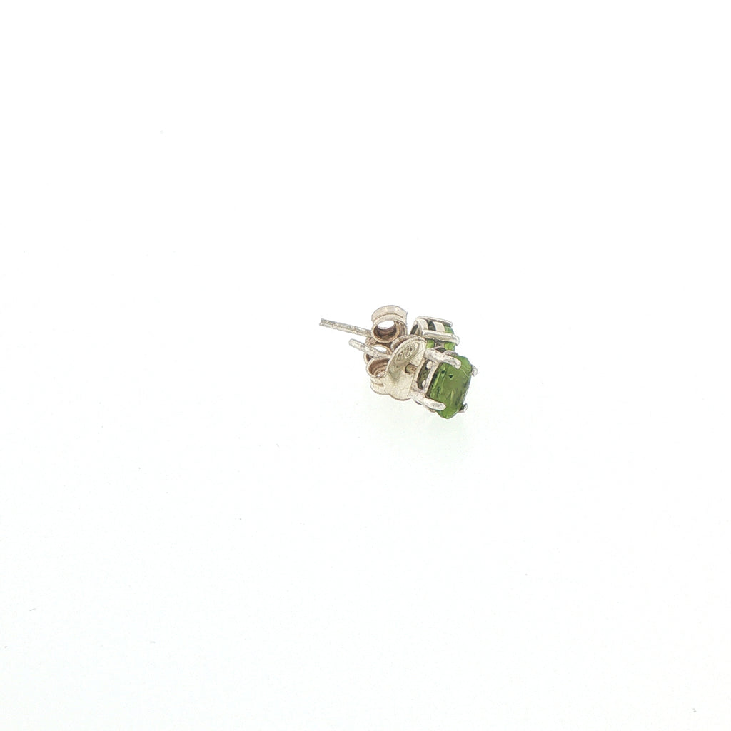 Oval Cut Peridot Stud Earrings in Silver