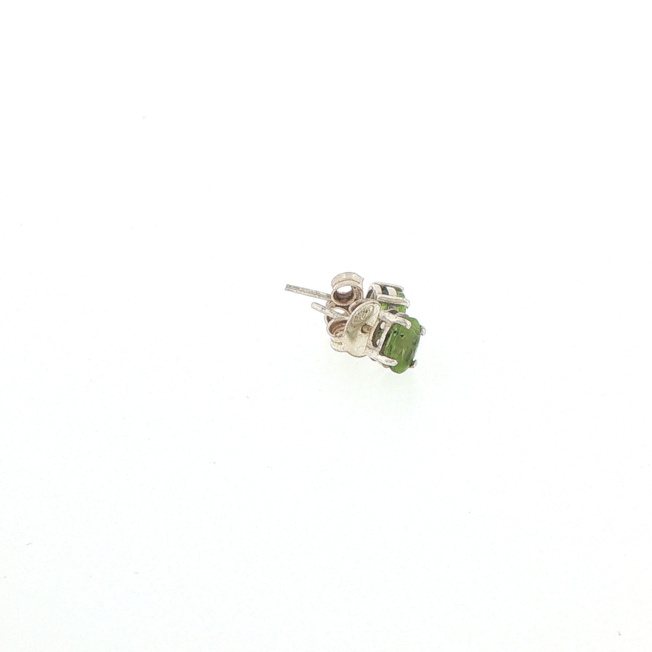Oval Cut Peridot Stud Earrings in Silver