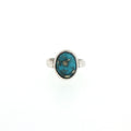 Oval Turquoise Cabochon Solitaire Ring in Silver