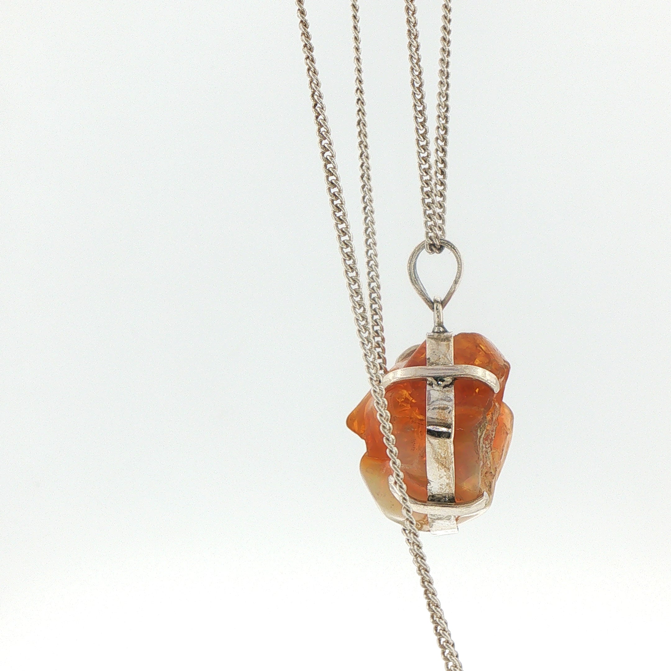 Raw Opal Charm Necklace in Silver