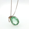 Silver Oval Green Quartz Pendant Necklace