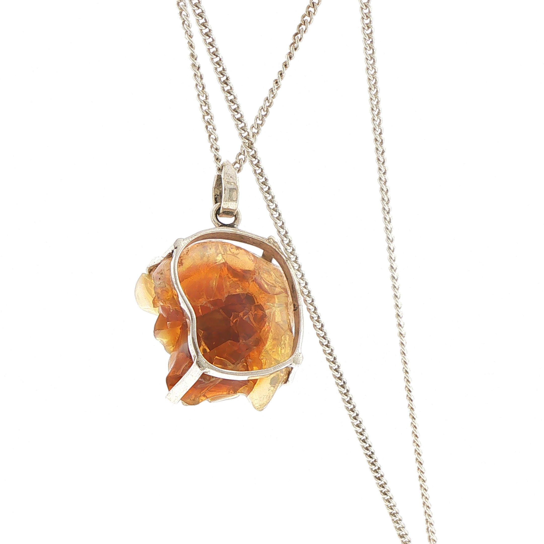 Rough Opal Pendant Necklace in Sterling Silver