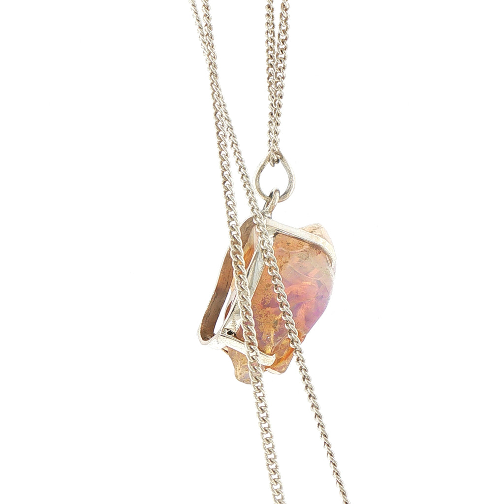 Rough Opal Pendant Necklace in Sterling Silver
