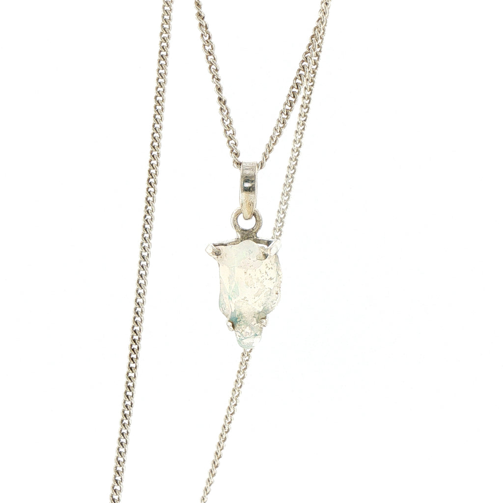 Raw Opal Pendant Necklace in Silver