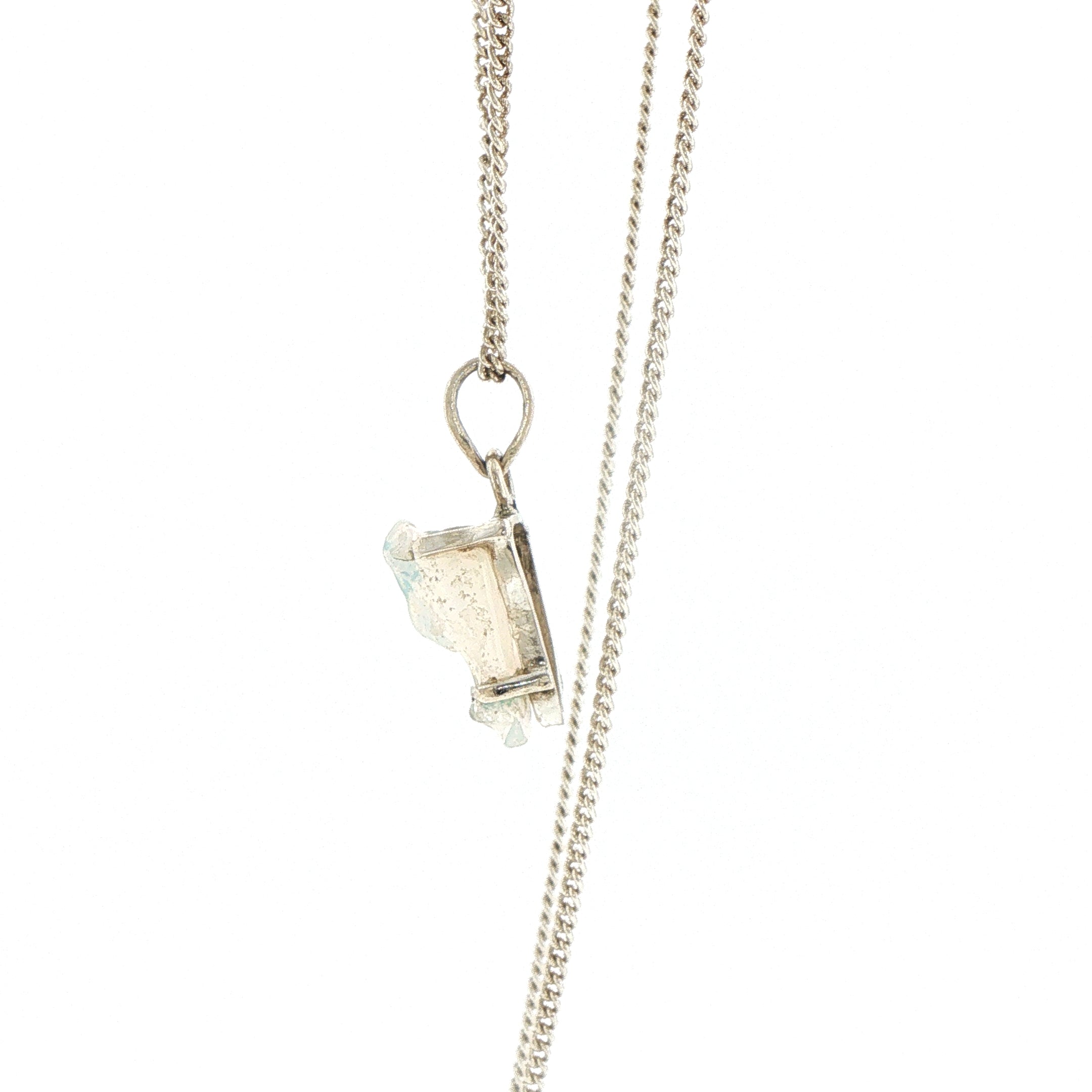 Raw Opal Pendant Necklace in Silver