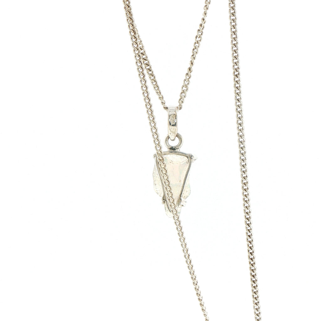 Raw Opal Pendant Necklace in Silver