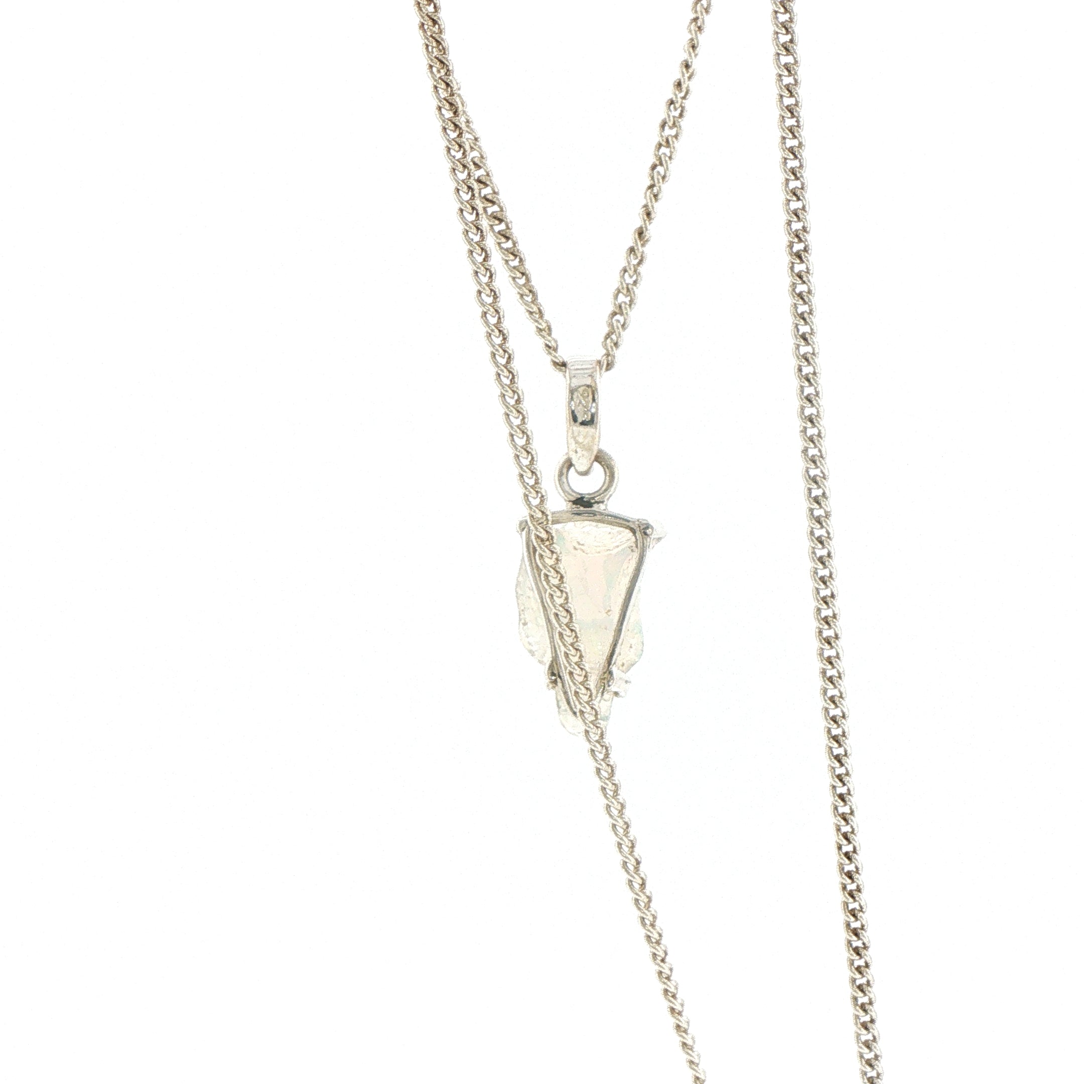 Raw Opal Pendant Necklace in Silver