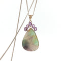 Silver Amethyst and Pear Cabochon Pendant Necklace