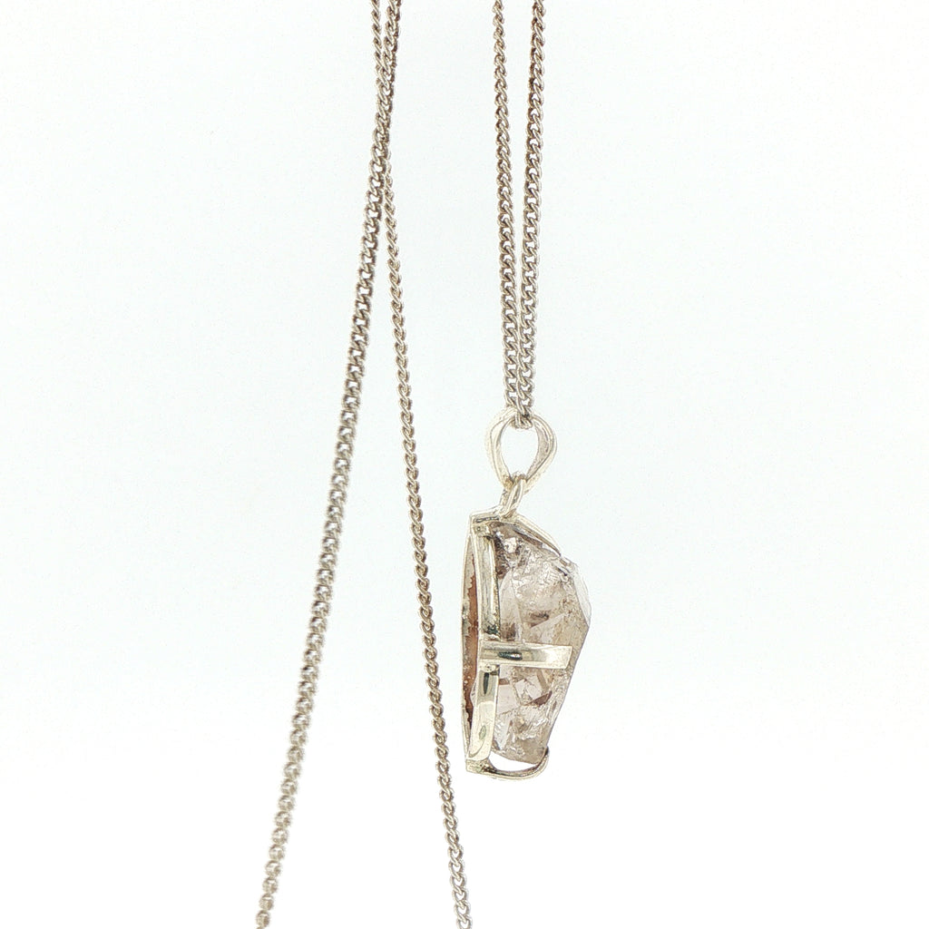 Raw Herkimer Diamond Pendant Necklace in Silver