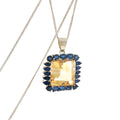 Emerald-Cut Citrine and Blue Kyanite Pendant in Silver