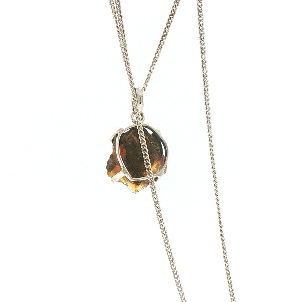 Natural Rough Opal Charm Necklace in Silver