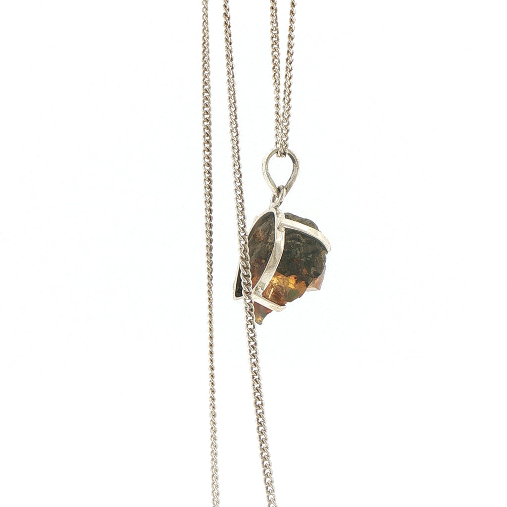 Natural Rough Opal Charm Necklace in Silver