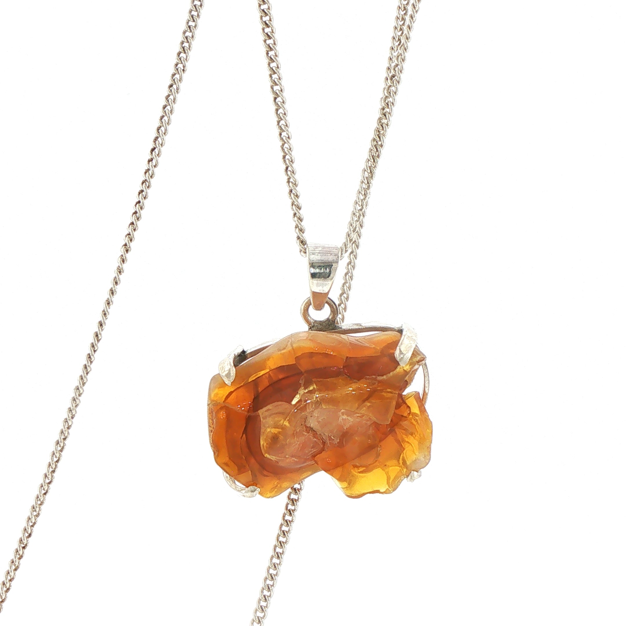 Freeform Opal Pendant Necklace in Silver