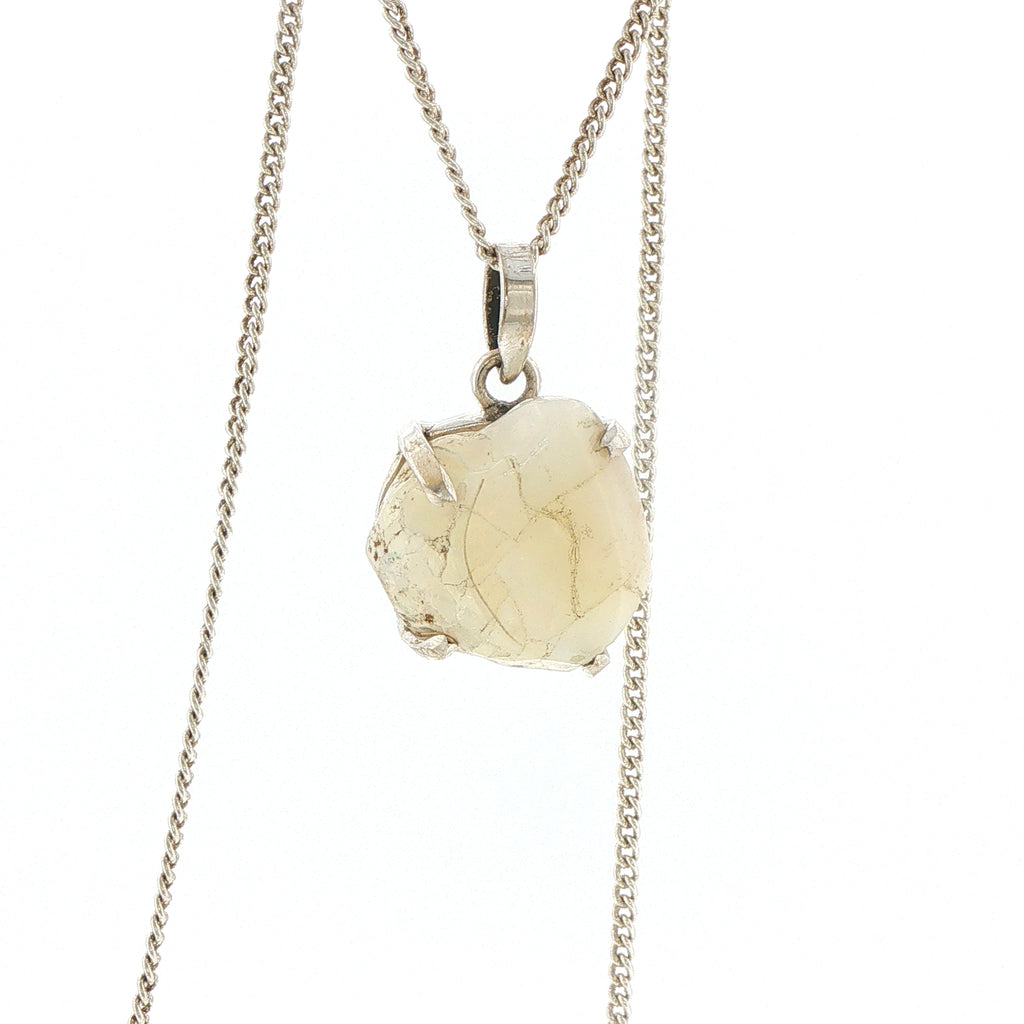 Rough Opal Pendant Necklace in Silver
