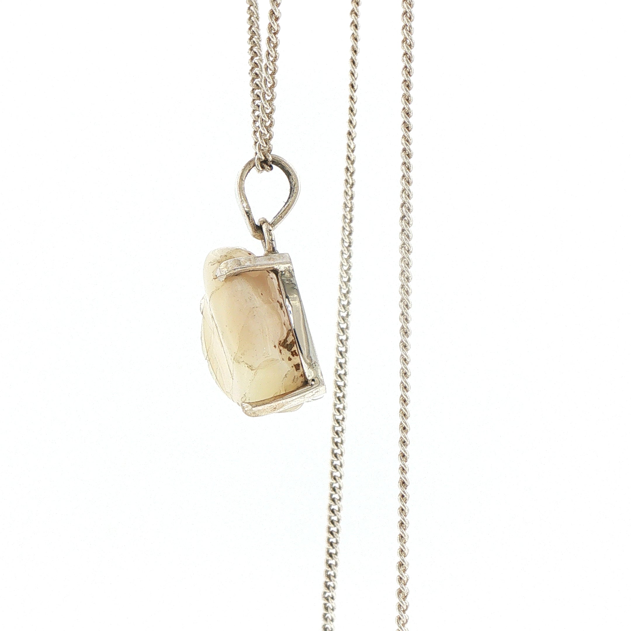 Rough Opal Pendant Necklace in Silver