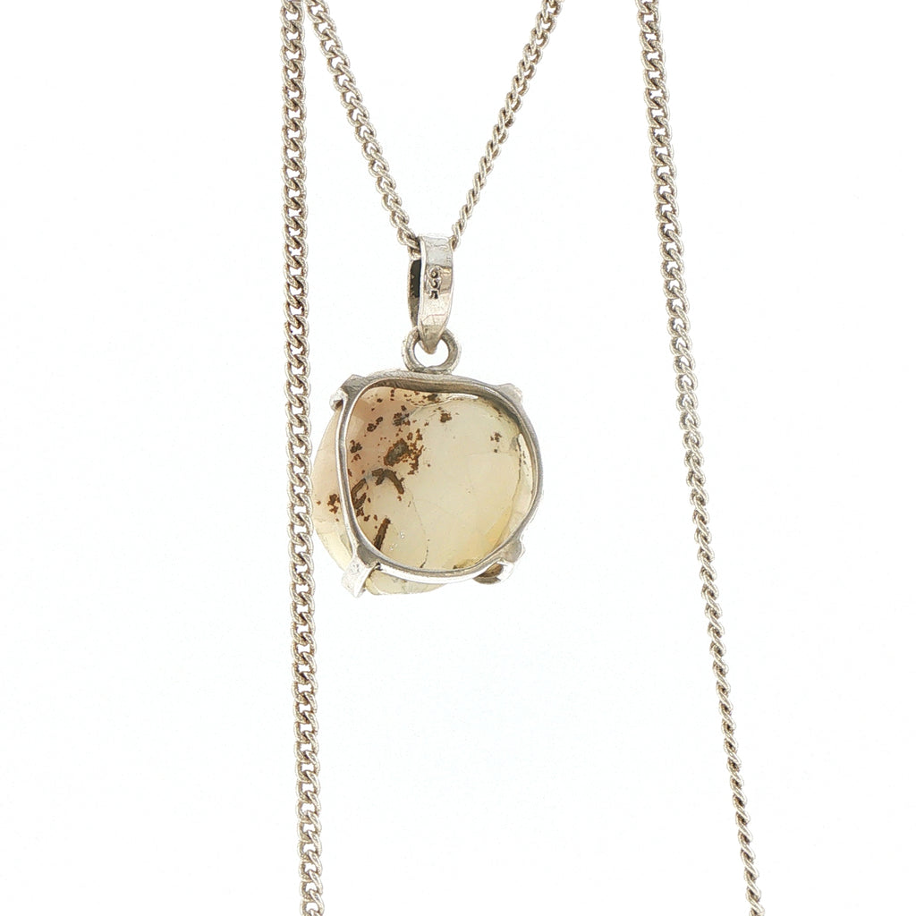 Rough Opal Pendant Necklace in Silver