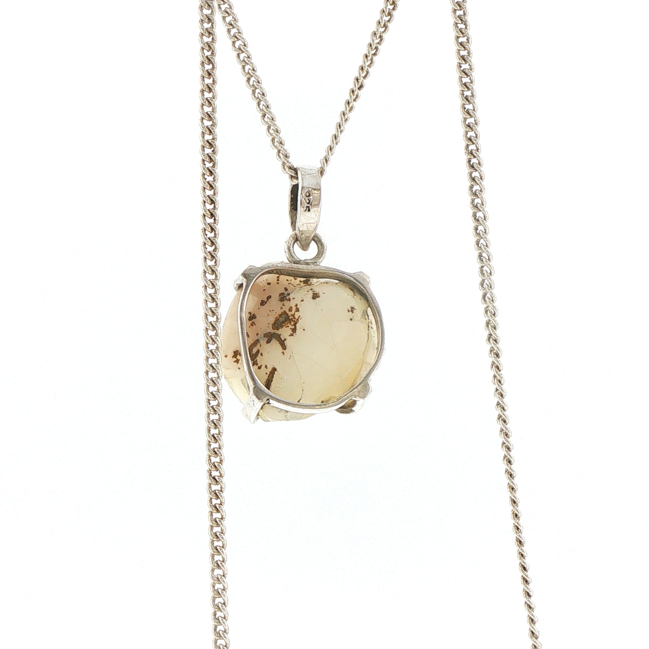 Rough Opal Pendant Necklace in Silver