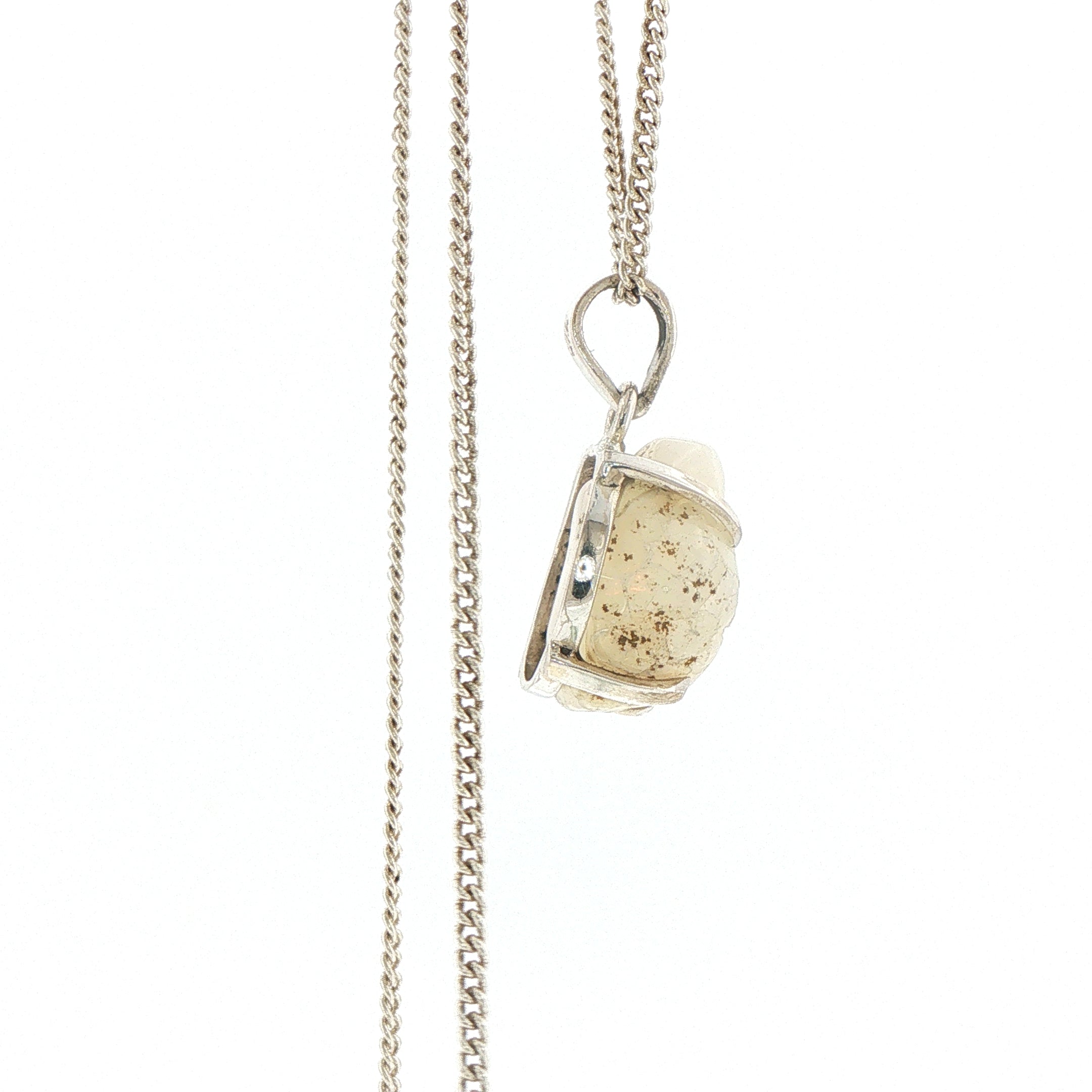 Rough Opal Pendant Necklace in Silver